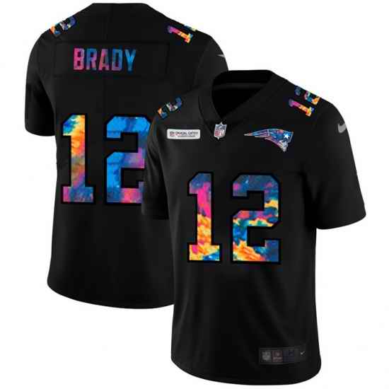 New England Patriots 12 Tom Brady Men Nike Multi Color Black 2020 NFL Crucial Catch Vapor Untouchable Limited Jersey